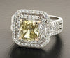 Estate 2.10 ct Natural Fancy Brownish Greenish Yellow Diamond 18K White Ring 14736