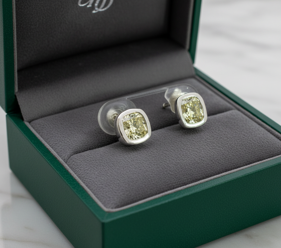 Designer Maya Lianna 2.12 cttw Natural Fancy Gray Greenish Yellow (GIA) Earrings 14748