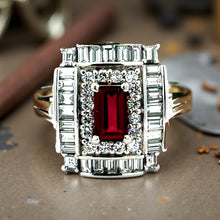  Estate Fine .69 ct Ruby & 1.08 cttw Diamond Platinum Ring 15765