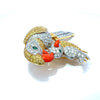 Birds On A Branch Diamond, Citrine, Emerald and Enamel 14Kt Yellow and White Gold Brooch