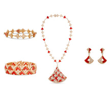  "BVLGARI Diva Dream" Diamond Coral 18K Rose Gold Necklace, Bracelet, Earring Suite