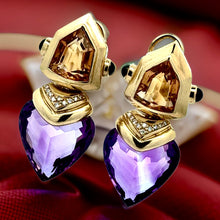  Personal Estate Of Hollywood Actress Diane Ladd 40 cttw Amethsyt 20 cttw Citrine and Diamond 18K YG Earrings 15299
