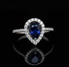 Sapphire and Diamond 14K White Gold Halo Ring