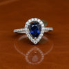 Sapphire and Diamond 14K White Gold Halo Ring