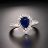 Sapphire and Diamond 14K White Gold Halo Ring