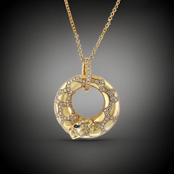 Effy Diamond, Emerald and 14K Yellow Gold Panther Necklace