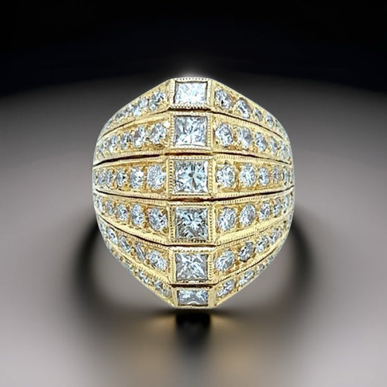 Bold Diamond and 18K Yellow Gold Ring