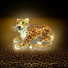 Designer Jungle Cat Enamel Emerald Pendant