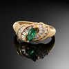 Estate Designer Aurum .37 ct Emerald and Diamond Ring 13790