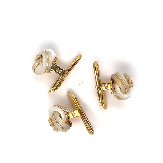 Estate Designer Gero MOP & Diamond Set Of 3 Shirts Studs 13902