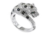 Effy White and Black Diamond, Emerald and 14K White Gold Panther Ring