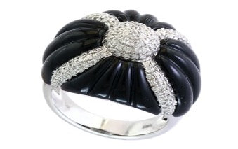 Effy Onyx & Diamond 14K White Gold Ring