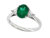 Effy Emerald and Diamond Platinum 3-Stone Ring