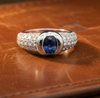 Sapphire, Diamond and 18K White Gold Tapered Ring