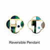 Designer Asch Grossbardt Mother of pearl, Turquoise, Malachite, Diamond, Onyx, Coral 14K Yellow Gold Pendant