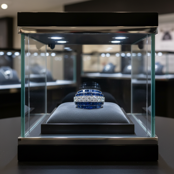 Retro Diamond and Sapphire Platinum Ring