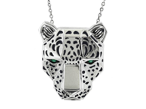 Effy Emerald and 14K White Gold Panther Necklace