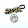 Estate Italian Designer Frederique Constant Modele Diamond Emerald Red & Black Enamel Panther Brooch 15559