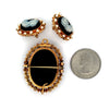Estate Cultured Pearl Cameo 18K Yellow Gold Earrings Brooch Suite 15625