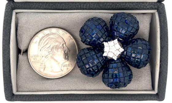 14.50 cttw Sapphire & Diamond 18K White Gold Ring 15700