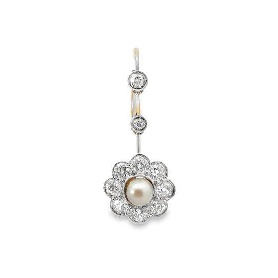 Art Deco Set Diamond and Pearl Bangle, Necklace, Earring, Brooch