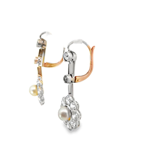 Art Deco Set Diamond and Pearl Bangle, Necklace, Earring, Brooch