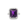 Amethyst and Diamond 14kt White Gold Ring