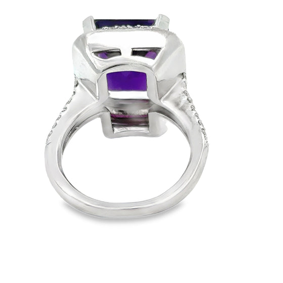 Amethyst and Diamond 14kt White Gold Ring
