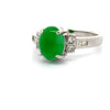 Fine Jade and Diamond Platinum Ring