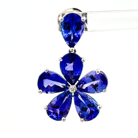 2000's Tanzanite and Diamond Cluster Flower Earrings