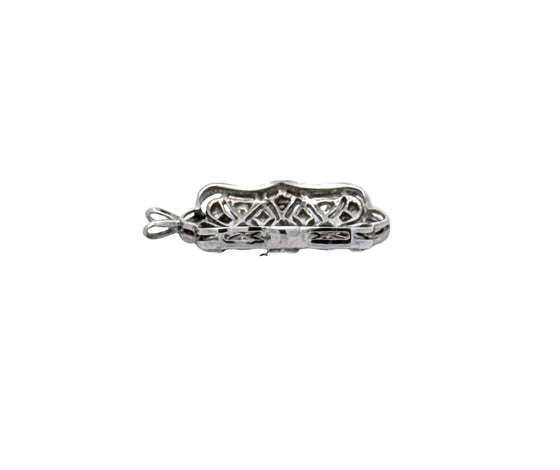 Diamond 14K White Gold Filigree Pendant