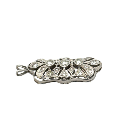 Diamond 14K White Gold Filigree Pendant