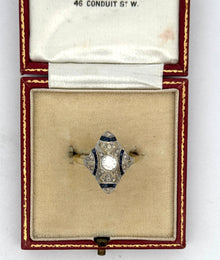  Art Deco Sapphire abd Diamond Platinum and 18Kt Yellow Gold Ring