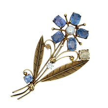  Estate Circa 1930 Tiffany & Co Blue and Yellow Sapphire, Diamond, Pearl Brooch