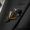 Estate Circa 1930 Tiffany & Co Blue and Yellow Sapphire, Diamond, Pearl Brooch