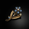 Estate Circa 1930 Tiffany & Co Blue and Yellow Sapphire, Diamond, Pearl Brooch