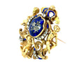 Austrian 1820 Georgian Blue Enamel and Rose Cut Diamond 18kt Yellow Gold Pendant/Brooch