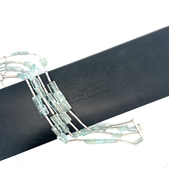 Designer H. Stern Aquamarine and Diamond 18Kt White Gold Bracelet (Lizard Collection)