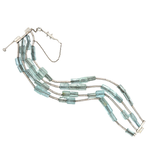 Designer H. Stern Aquamarine and Diamond 18Kt White Gold Bracelet (Lizard Collection)