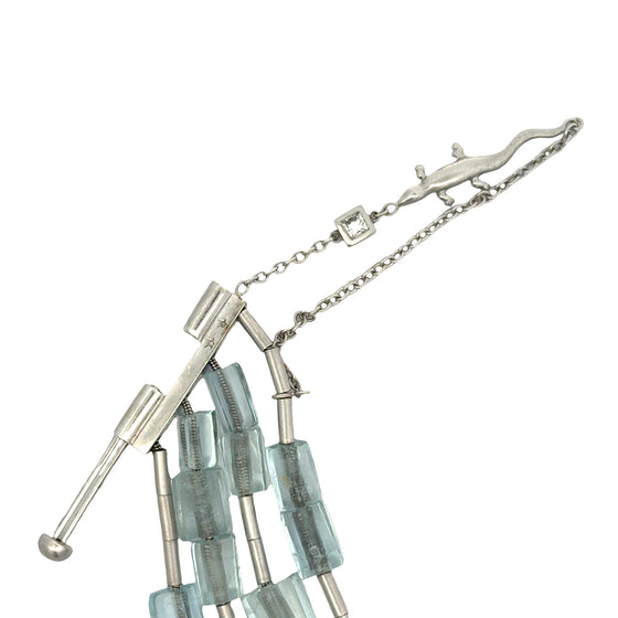 Designer H. Stern Aquamarine and Diamond 18Kt White Gold Bracelet (Lizard Collection)