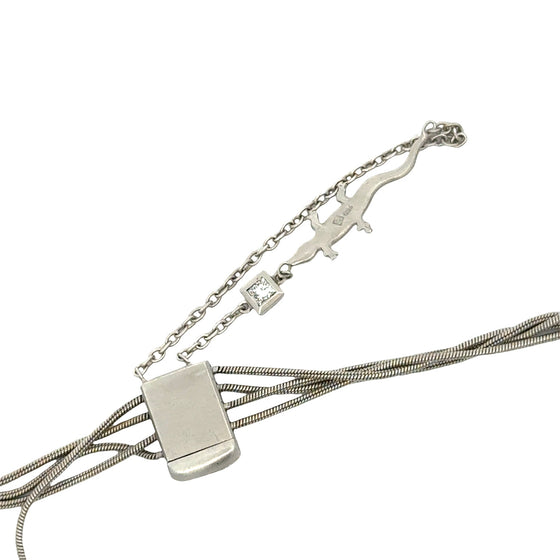 Designer H. Stern Aquamarine and Diamond 18K White Gold Necklace (Lizard Collection)