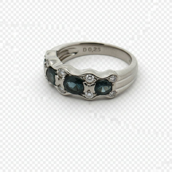 Color Change Alexandrite and Diamond Platinum Ring