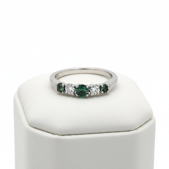 Natural Alexandrite and Diamond Platinum Ring