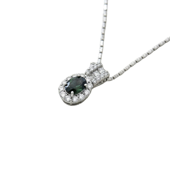 Natural Color Change Alexandrite (Brazil) and Diamond Platinum/18K White Gold Necklace (GIA)