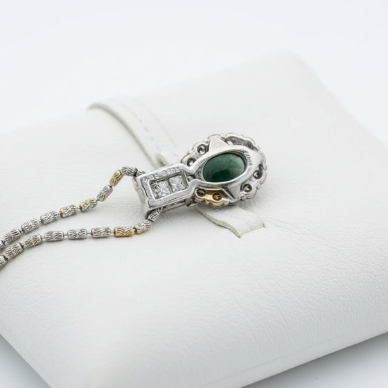 Natural Color Change Alexandrite (Brazil) and Diamond Platinum/18K White Gold Necklace (GIA)