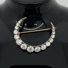  Late Victorian Crescent Moon Diamond 14Kt Yellow Gold Brooch