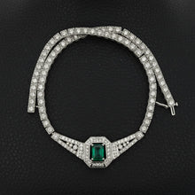  Columbian Emerald and Diamond 14K White Gold necklace