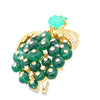 Italian Designer Giovane Emerald Diamond 18Kt White and Yellow Gold Earring and Brooch/Pendant Set