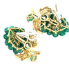 Italian Designer Giovane Emerald Diamond 18Kt White and Yellow Gold Earring and Brooch/Pendant Set