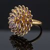 Tanzanite and Diamond Flower 14K Yellow Gold Ring